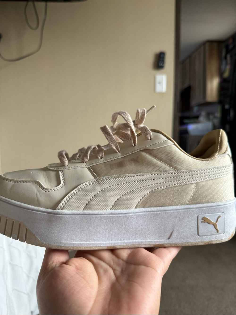 Puma women’s Low-Top Platform Sneaker in Cream